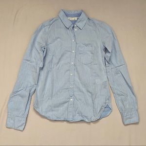 H&M Blue Button Up With Elbow Patches